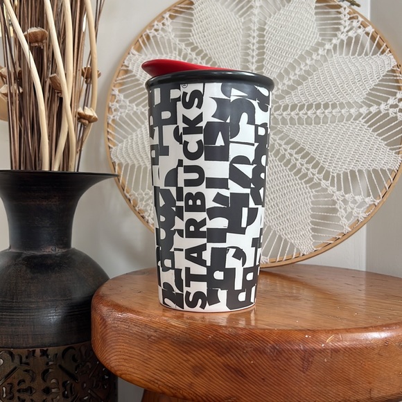 Starbucks Other - 🆕 STARBUCKS ceramic coffee tumbler - travel mug - black and white - like NEW